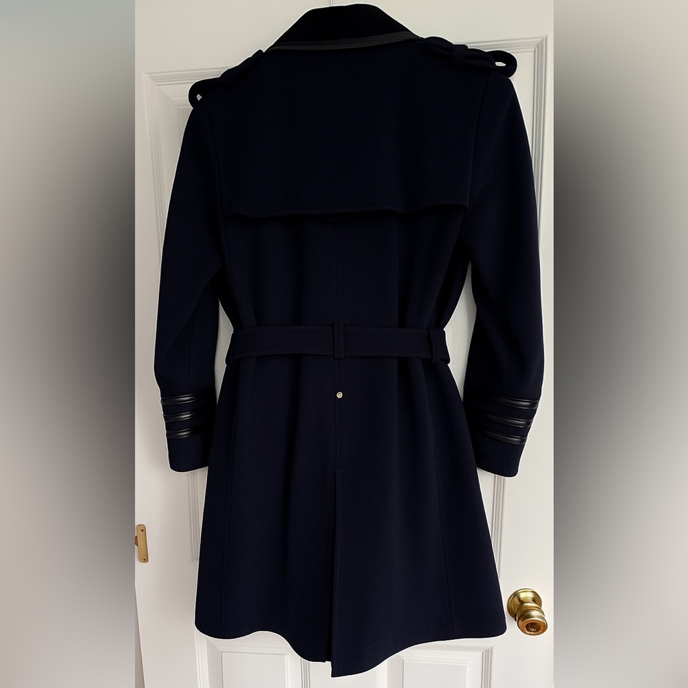 The Kooples Wool Cashmere Navy Military Trench Coat Size 36 - US S - Picture 5 of 15